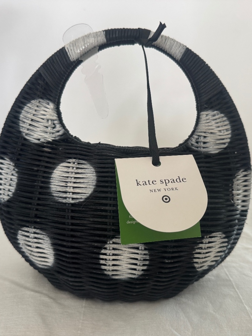Kate Spade X Target Polka Dot Wicker Crescent Bag Black and White NEW